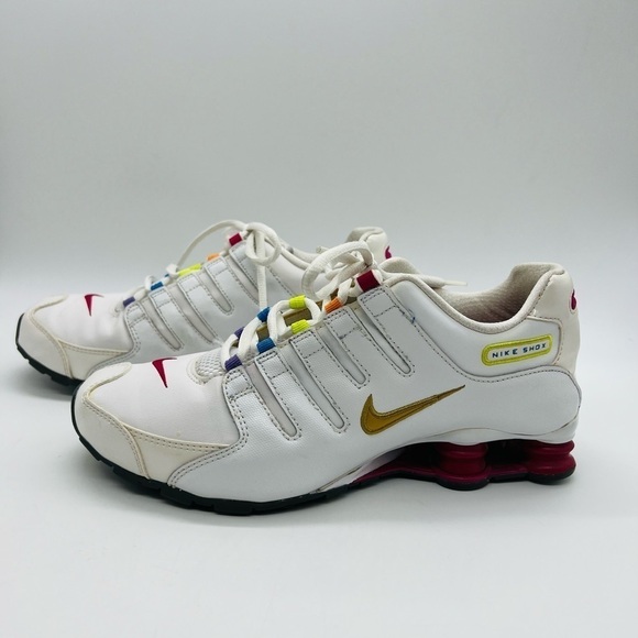 NIKE SHOX 2013 WHITE YOUTH ATHLETIC SHOES WITH RAINBOW HIGHLIGHTS SIZE 7Y - Picture 4 of 14